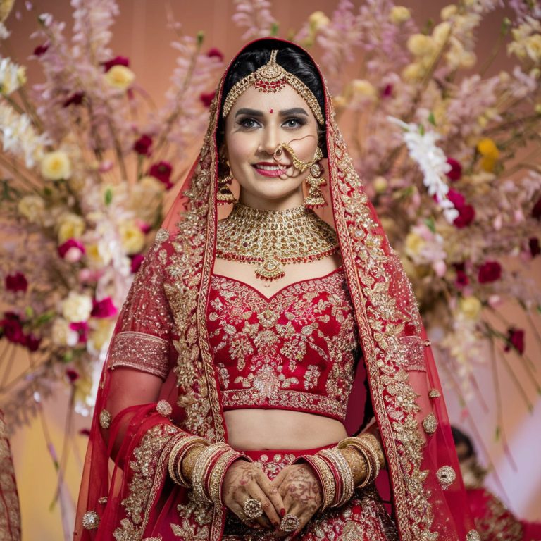 woman-red-gold-wedding-dress-is-posing-photo